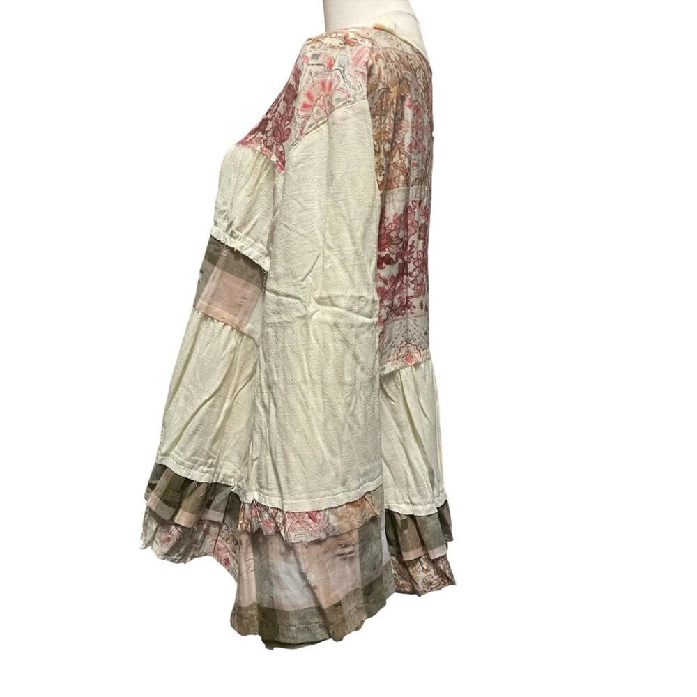 POL NWT Large Boho Patchwork Top Cream Floral Lay… - image 4
